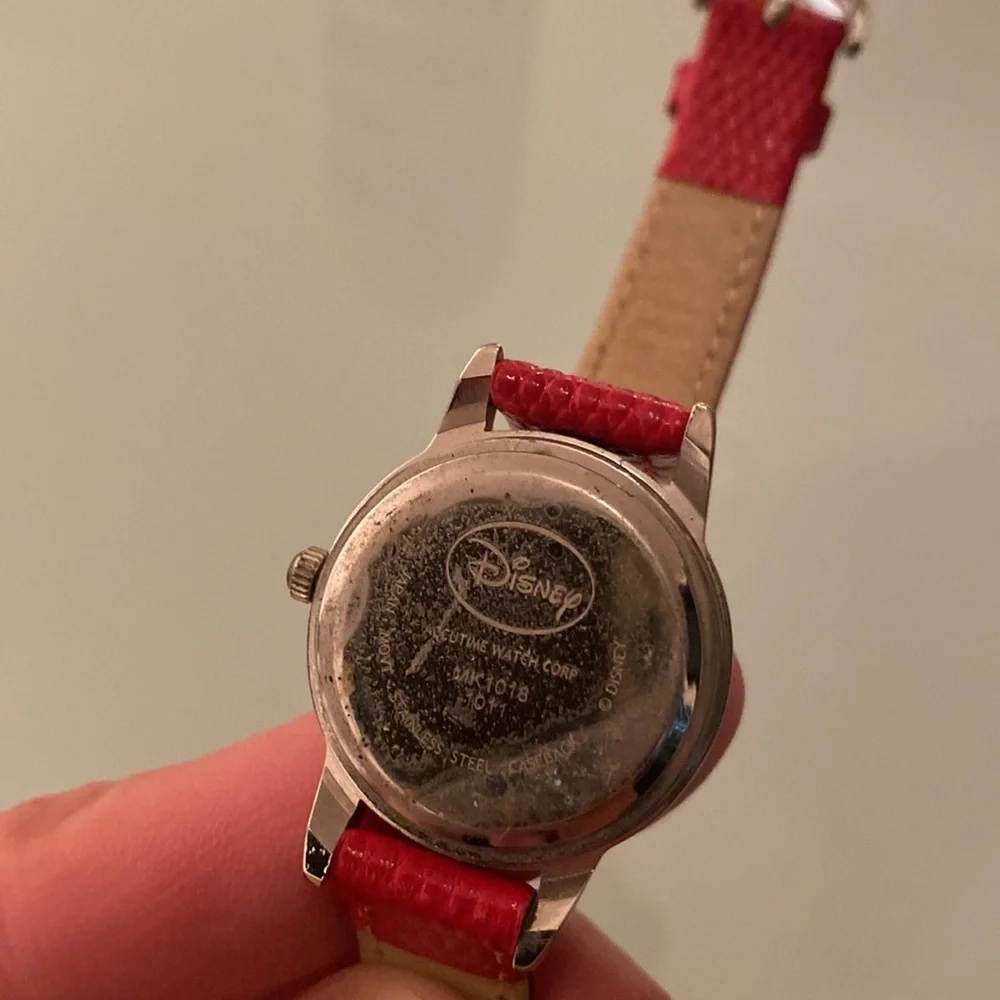 Genuine leather & stainless steel Mickey Mouse Disney watch - analog, authentic